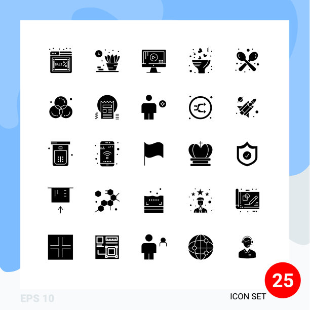 象形文字设置25个简单实心字形叉图片下载