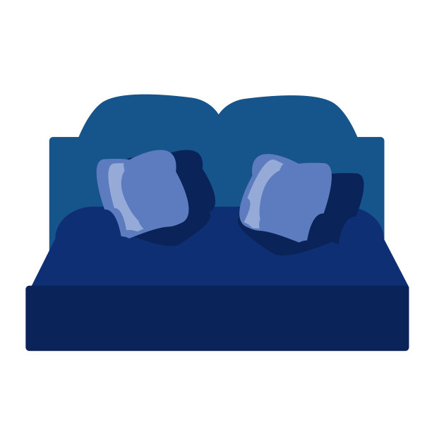 白色背景上有两个枕头的深蓝色沙发。孤立的矢量插图在一个平坦的风格。“复古”方式。公寓和办公室家具。室内设计。图片下载