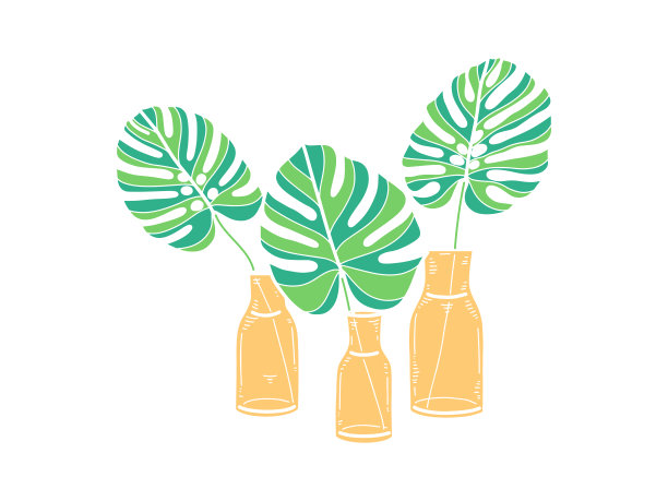 手绘怪物。室内植物在罐子里。斯堪的纳维亚风格的插图与怪物，现代和优雅的家居装饰。矢量海报设计。图片下载