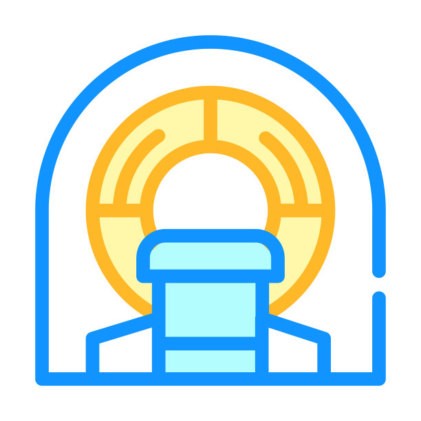 Mri医院设备彩色图标矢量插图图片下载