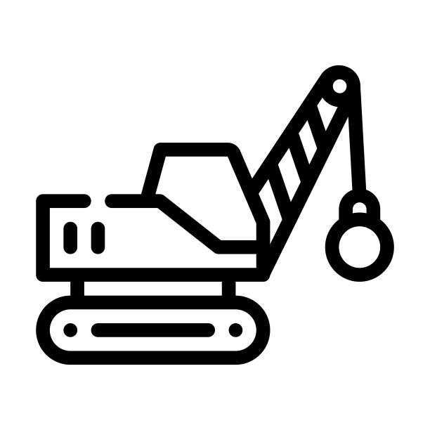 拆迁吊车线图标矢量孤立插图图片下载