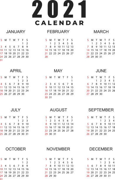 简单的日历布局为2021年周开始图片下载