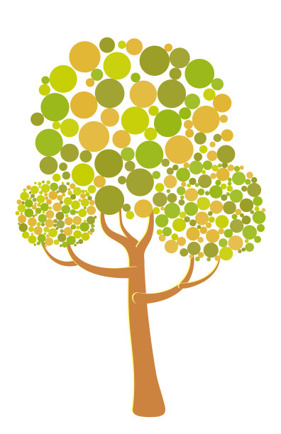 从不同的泡泡中抽象出彩色的树图片下载