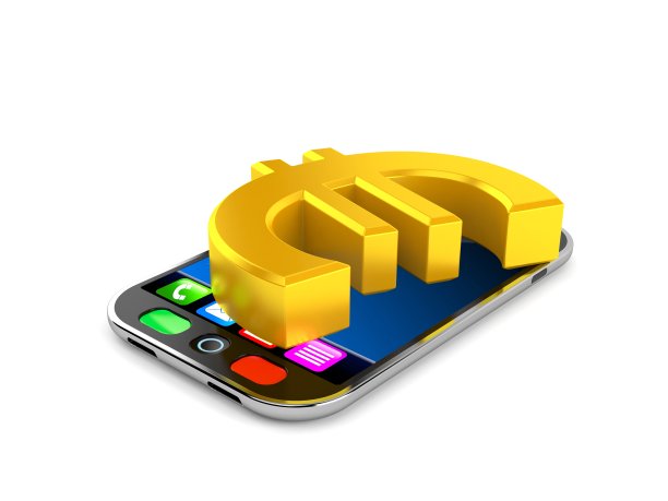 智能手机上的欧元货币图片下载