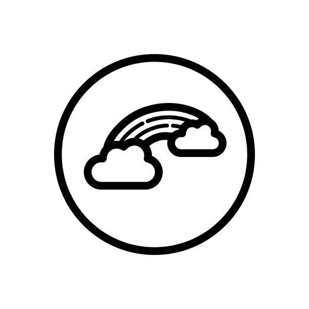 彩虹和云彩的轮廓图标在一个圆圈图片下载