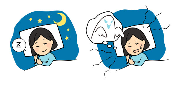 女孩睡在床上的插图图片下载