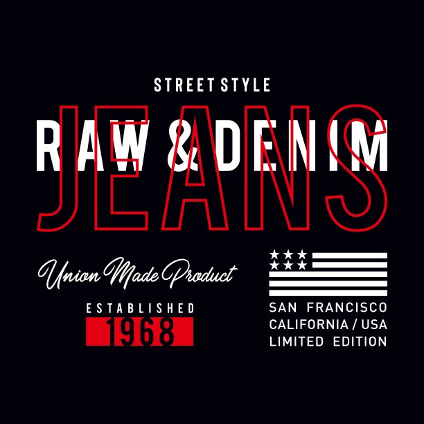 矢量插图的主题，美国牛仔裤，牛仔布和原始。复古设计。枯燥乏味的背景。印刷，t恤图形，印刷，海报，横幅，传单，明信片。图片下载