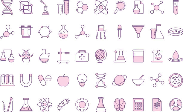 科学线条风格图标集设计图片下载