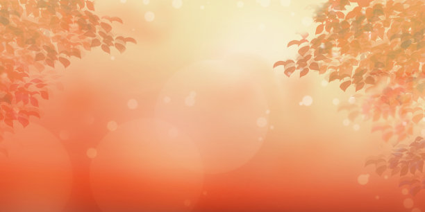 背景插图的秋天树叶，在傍晚的太阳照耀图片下载