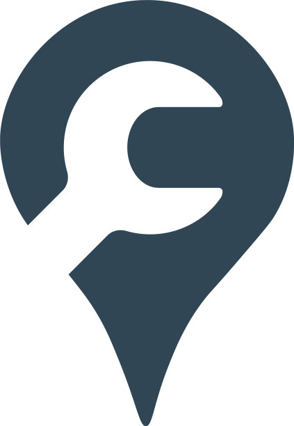 扳手在地图大头针图标或标志汽车服务图片下载