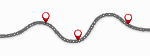 GPS指针在路上。卡通矢量图图片下载