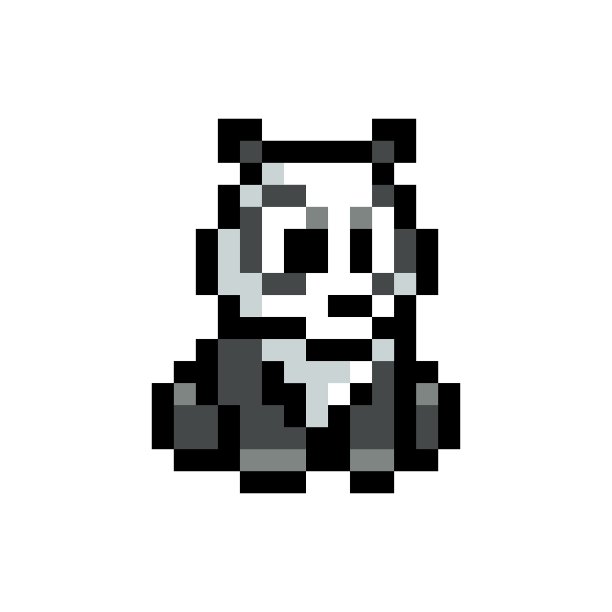 像素艺术8位风格可爱的熊猫孤立矢量插图图片下载