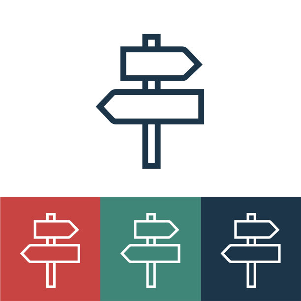 带有指向路径的指针的线性矢量图标图片下载