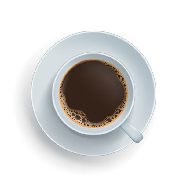 俯视图的咖啡饮料在杯子图片下载