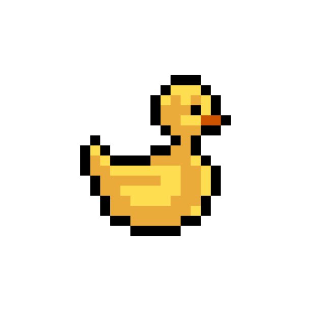 像素艺术8位风格黄色鸭子图标-孤立矢量插图图片下载