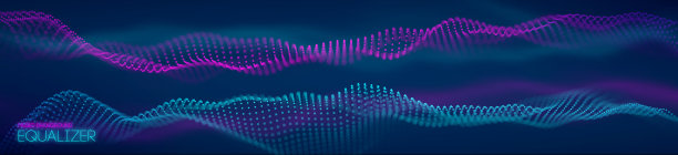音乐抽象背景蓝色。音乐均衡器，用音乐波形显示声波，音乐背景矢量均衡器概念。图片下载