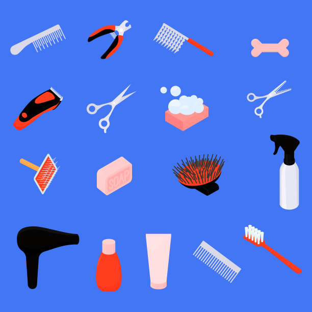 梳妆用具隔离蓝色卫生，头发图片下载