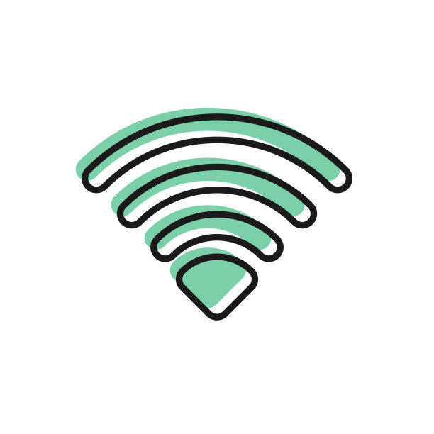 黑线Wi-Fi无线互联网网络符号图标孤立在白色背景上。向量图片下载