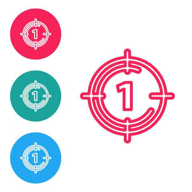 红色线老电影电影倒计时帧图标孤立在白色背景。复古复古电影计时器计数。在圆形按钮中设置图标。向量图片下载