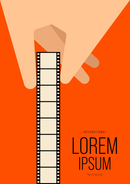 电影和电影海报设计模板背景与人的手握幻灯片图片下载