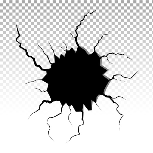 地面裂缝。地震和地面产生裂缝、孔洞效应、龟裂和破坏墙体纹理。矢量插图可以用于主题地震，崩溃，破坏。图片下载