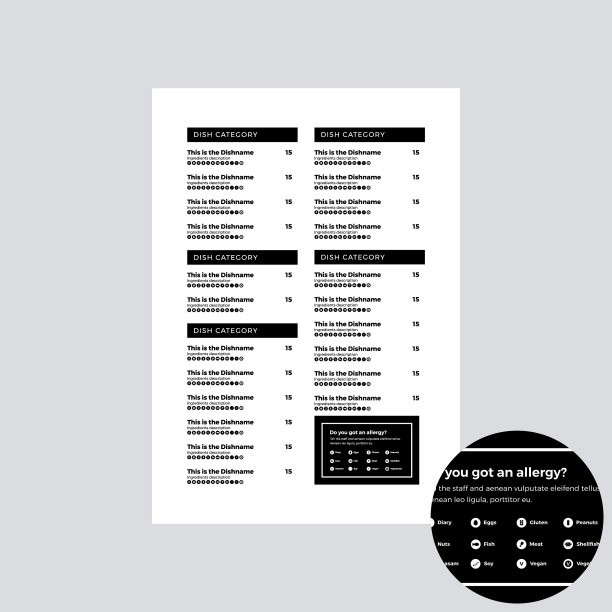 菜单设计黑白餐厅酒吧图片下载