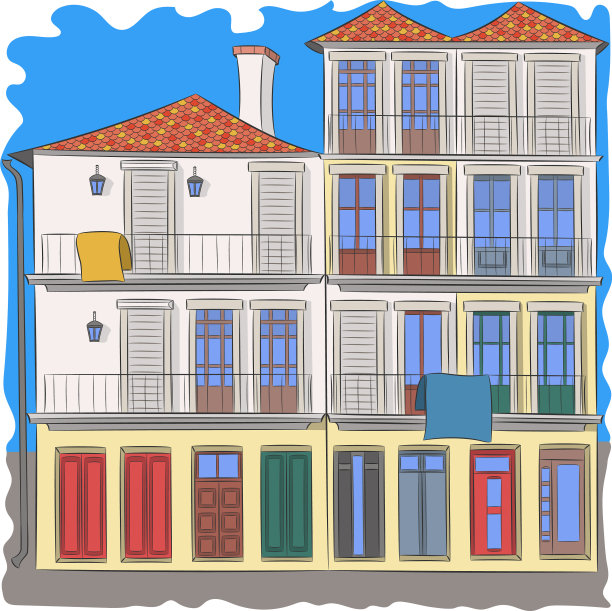 波尔图的彩色传统房屋图片下载