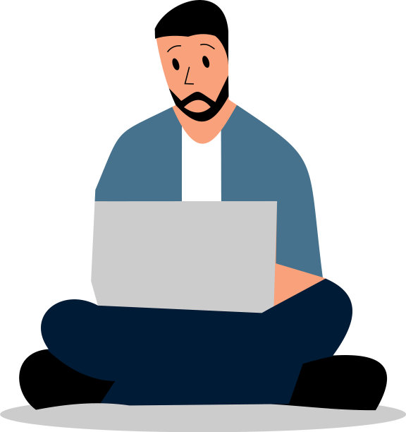 坐在地板上用笔记本电脑工作的人图片下载