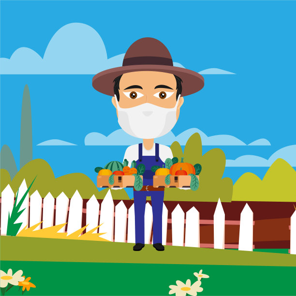 手持蔬菜面罩的白人男性农民图片下载