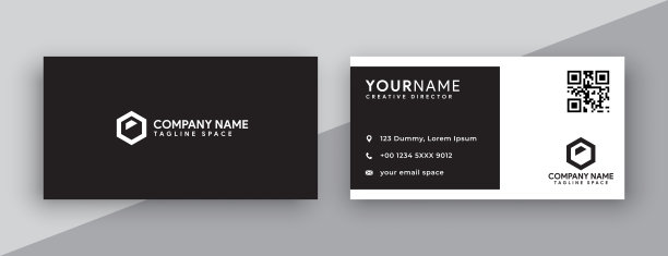 黑白名片设计。干净和现代的风格。矢量图图片下载