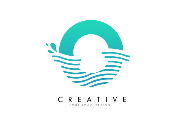 标志用O字波浪和水滴设计图片下载