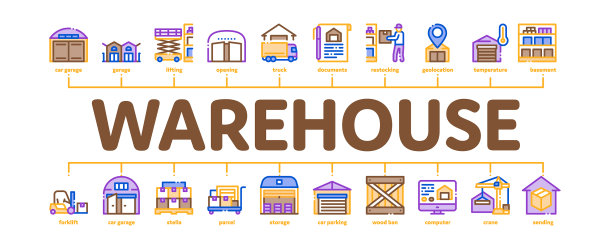 仓库和存储最小的信息图表横幅图片下载