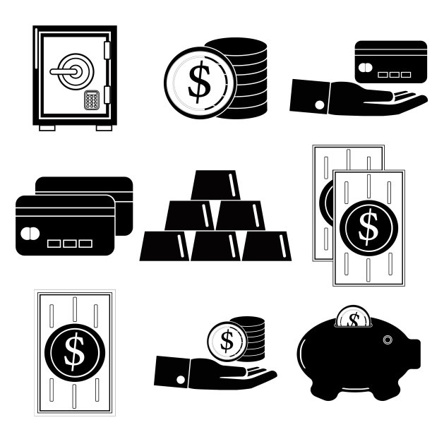 黑色金融图标合集图片下载