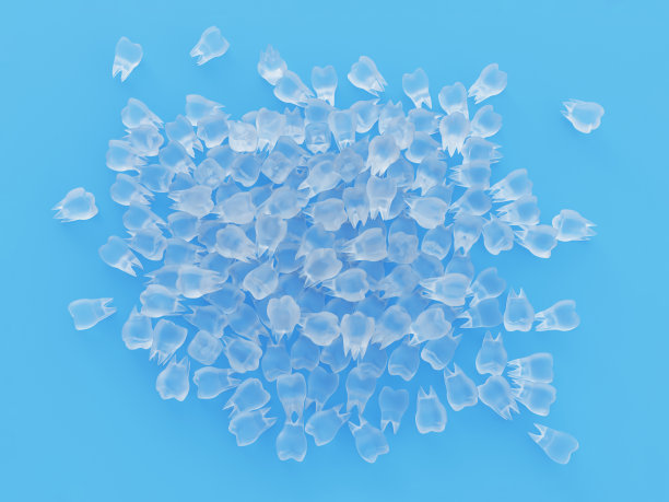 一颗透明的装饰玻璃牙。三维演示图片下载