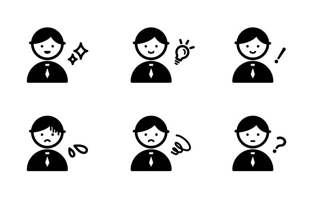 一组不同表情的人的图标图片下载