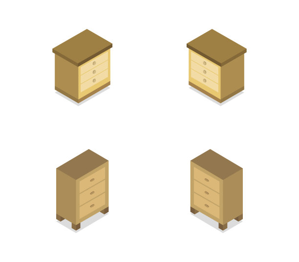 床头柜等距图标在白色图片下载