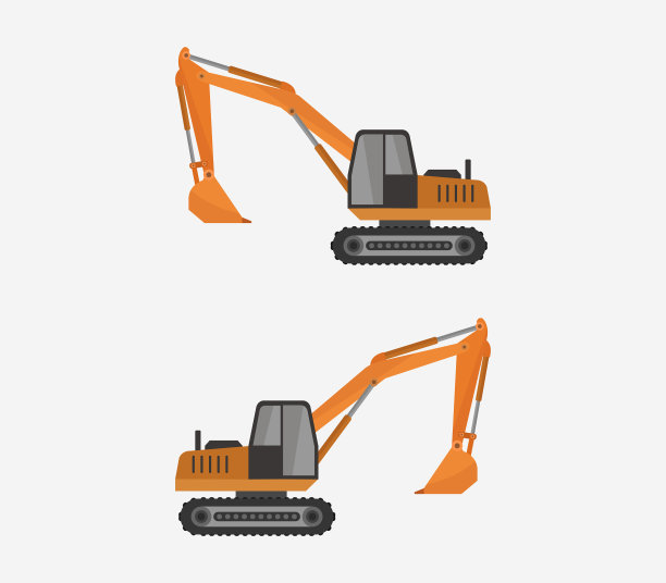 挖掘机图标在白色背景图片下载