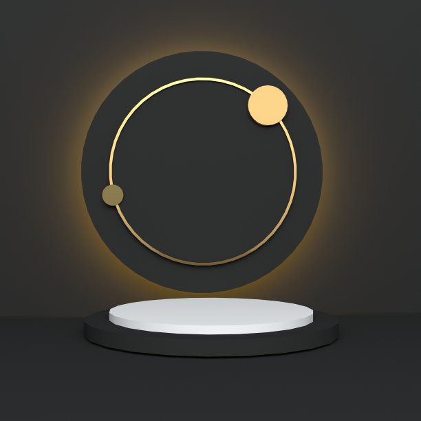 豪华的讲台背景产品展示。简约的黑色，大理石和金色背景。3 d渲染。图片下载