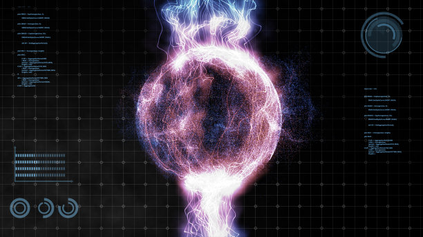 HUD屏幕未来技术背景3D动力能源球全球互联网网络连接连接，3D渲染高科技数字分析数字数据概念。图片下载