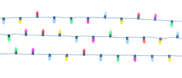 圣诞彩灯串孤立在白色的背景与剪辑路径图片下载