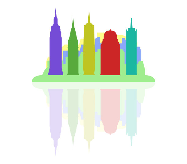 纽约天际线图标在白色背景图片下载