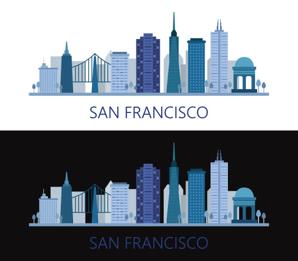 旧金山图标在白色的背景图片下载