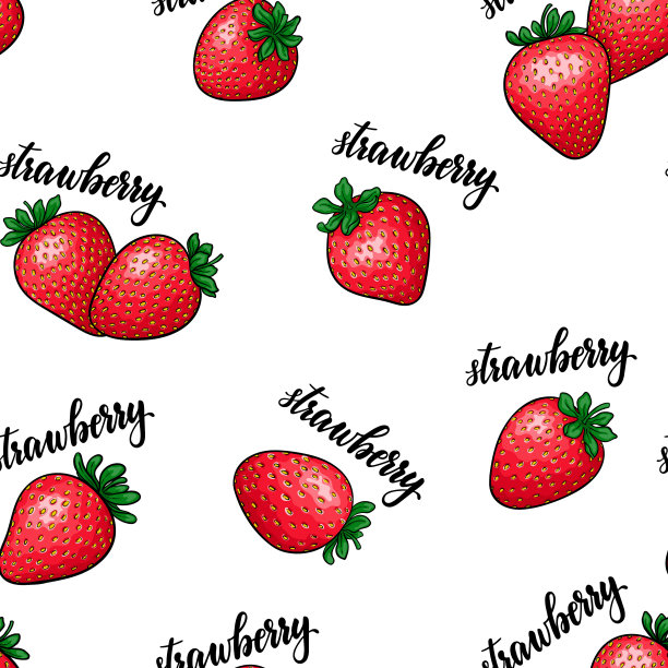 无缝图案红色草莓与字母图片下载