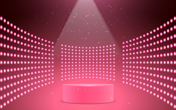 粉色讲台，聚光灯在舞台上图片下载