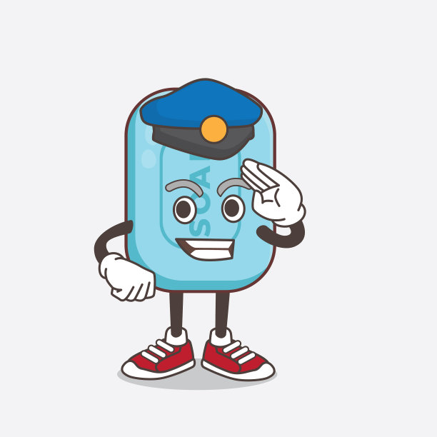 蓝色肥皂卡通人物作为吉祥物工作图片下载