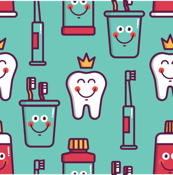 无缝模式与牙齿元素牙冠图片下载