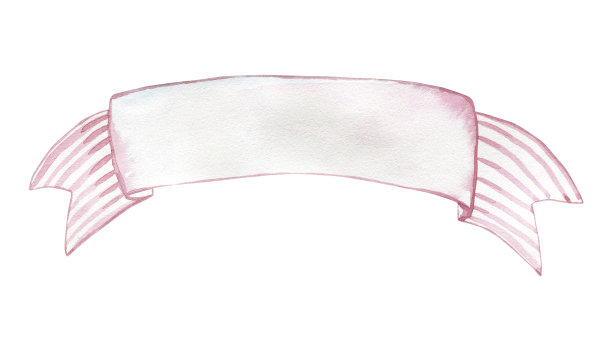 粉红丝带手绘水彩和孤立在白色背景。图片下载