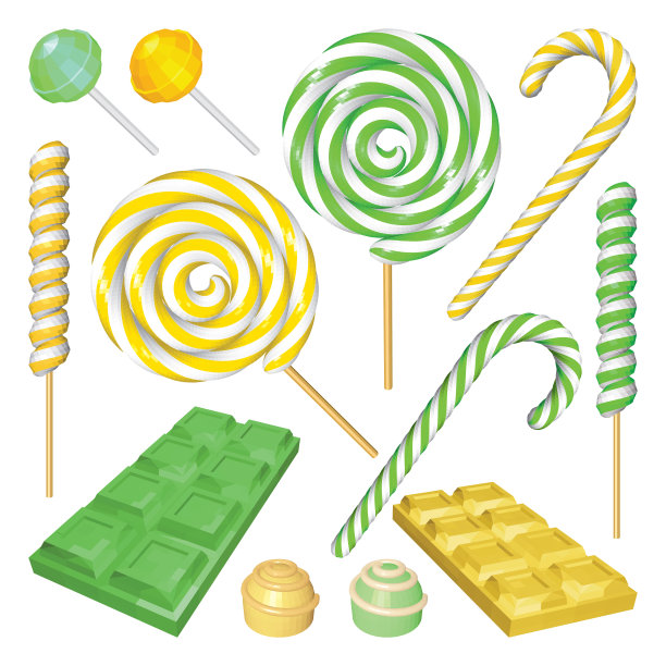 一套酸橙和柠檬巧克力和糖果的白色图片下载