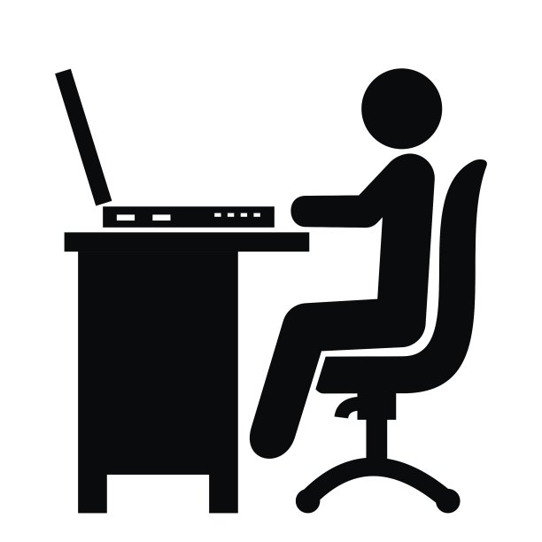 工作场所，黑色剪影的人和办公配件，eps。图片下载