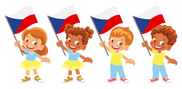 手持捷克共和国国旗的儿童图片下载